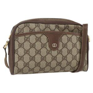 Authentic GUCCI GG Supreme Shoulder Bag PVC Beige Gold 001 58 6594 4023